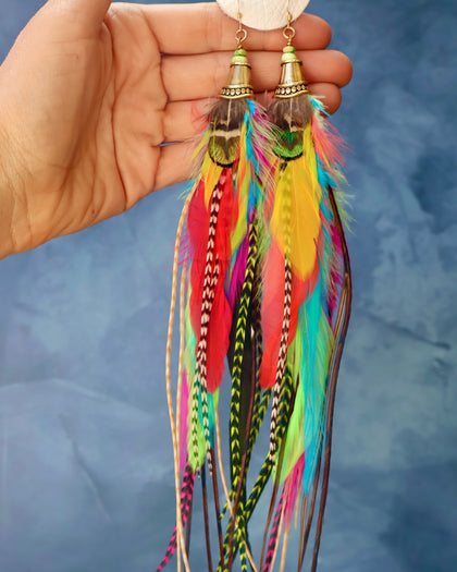 Neon Feather Earrings