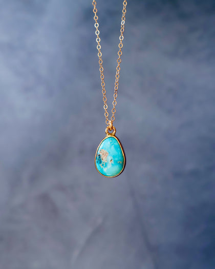 Dainty Turquoise Necklace on Gold Fill Chain