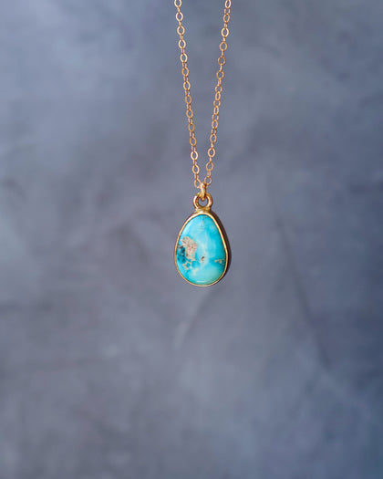 Dainty Turquoise Necklace on Gold Fill Chain