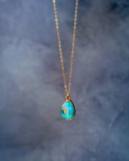 Dainty Turquoise Necklace on Gold Fill Chain