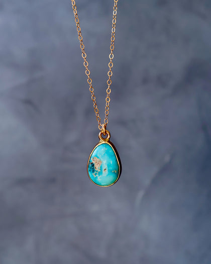 Dainty Turquoise Necklace on Gold Fill Chain