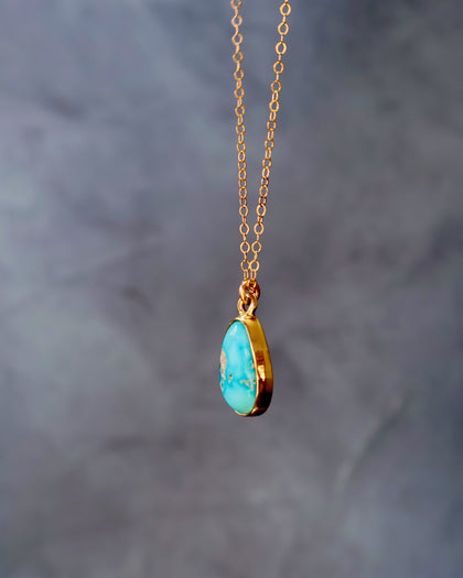 Dainty Turquoise Necklace on Gold Fill Chain