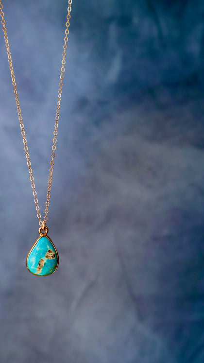 Dainty Turquoise Necklace on Gold Fill Chain
