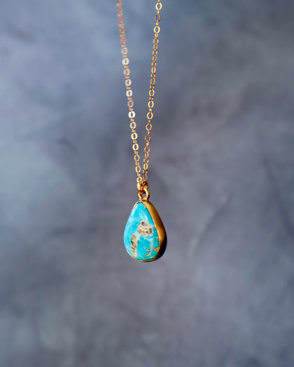 Dainty Turquoise Necklace on Gold Fill Chain