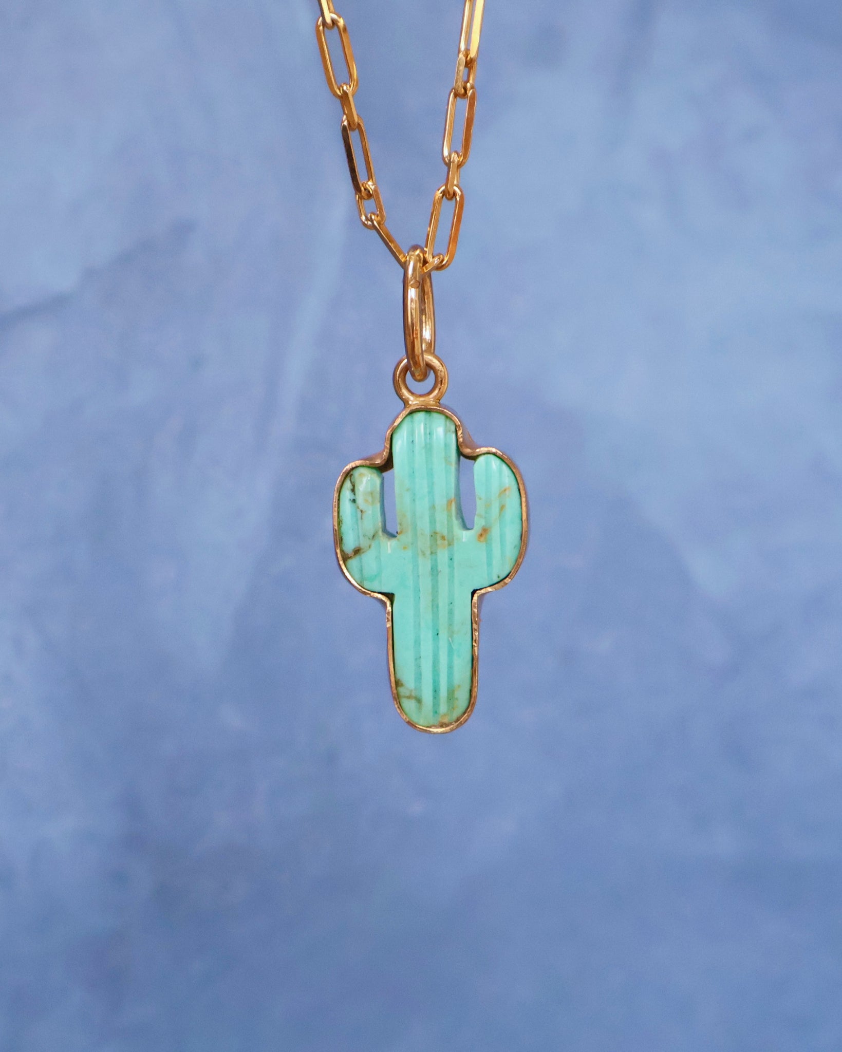 Campitos Turquoise Cactus on Gold Fill Chain F61
