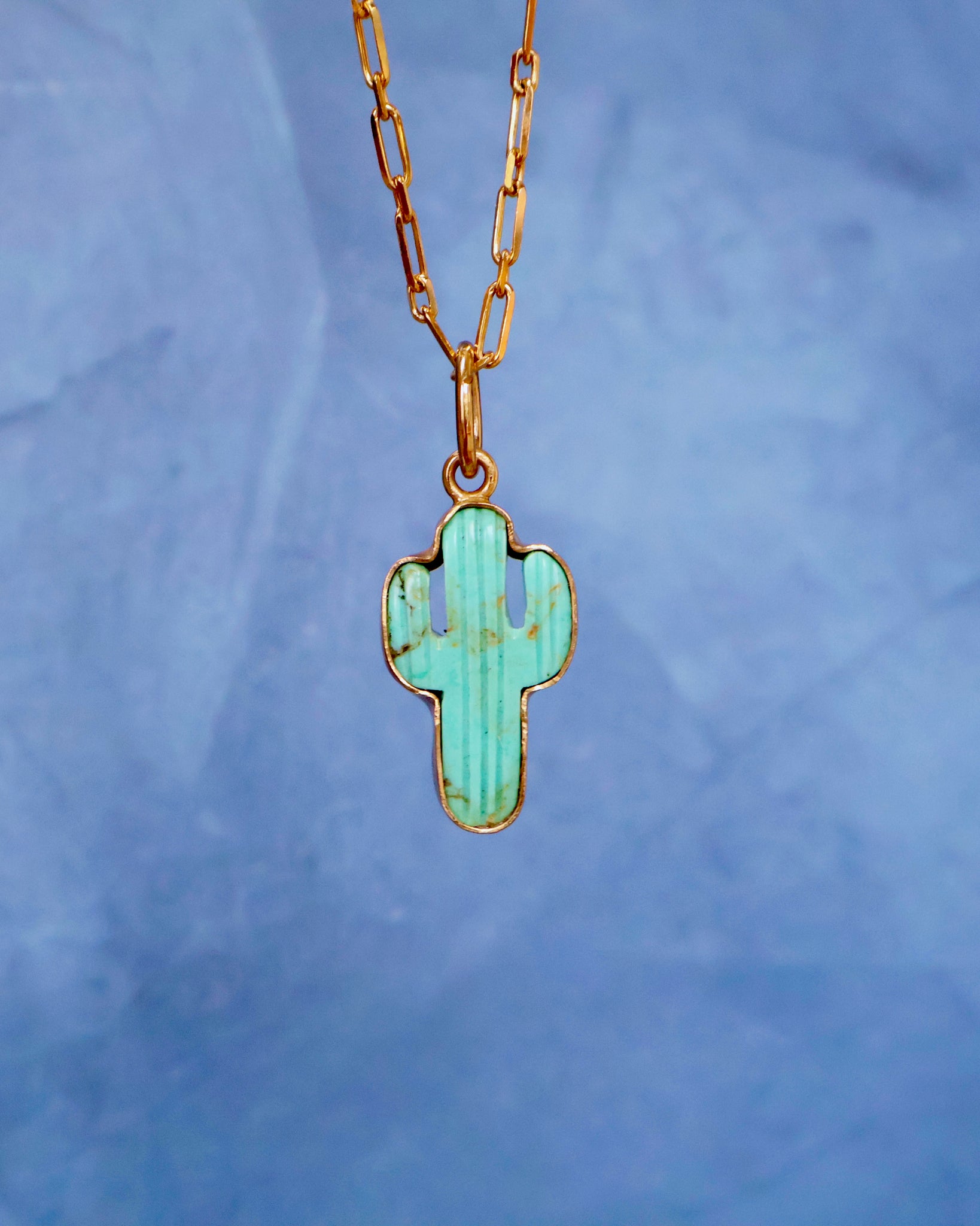 Campitos Turquoise Cactus on Gold Fill Chain F61