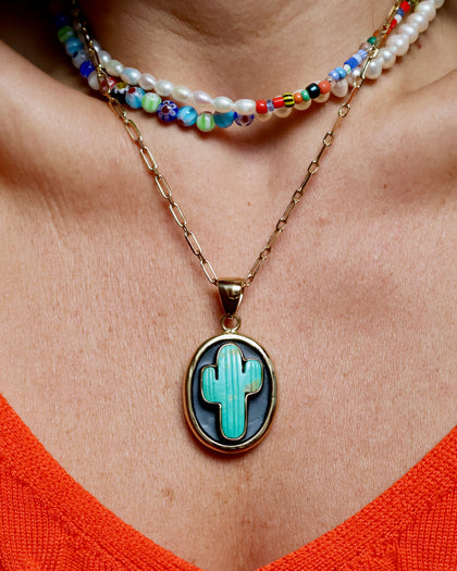 Colorblock Necklace Millefiori & Pearls Large