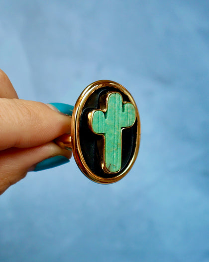 Campitos Turquoise Cactus Shadowbox Ring in Gold Alchemia