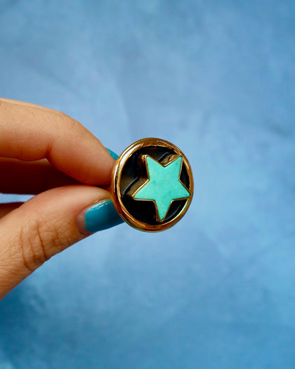 Campitos Turquoise Star Shadowbox Ring in Gold Alchemia