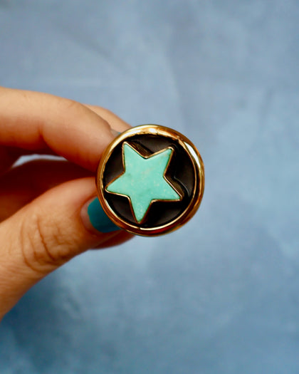 Campitos Turquoise Star Shadowbox Ring in Gold Alchemia
