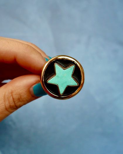 Campitos Turquoise Star Shadowbox Ring in Gold Alchemia