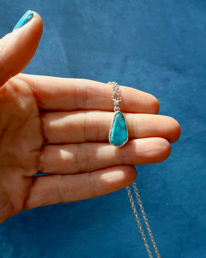Dainty Turquoise Necklace on Sterling Silver Chain