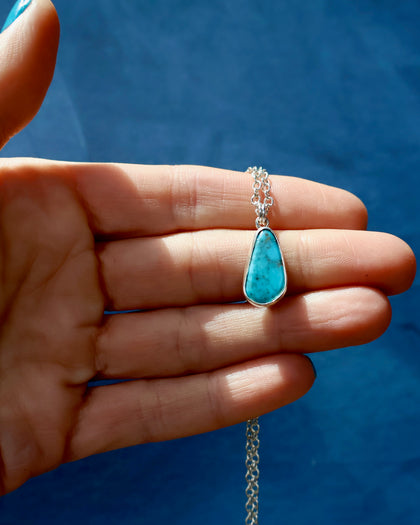 Dainty Turquoise Necklace on Sterling Silver Chain