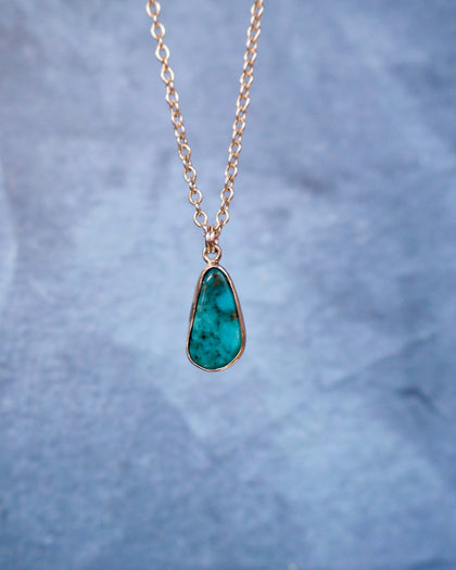 Dainty Turquoise Necklace on Sterling Silver Chain