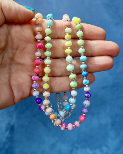 Opal Necklace with Sterling Silver Beads