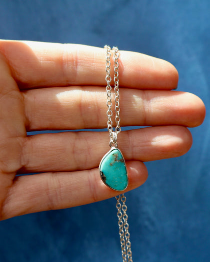 Dainty Turquoise Necklace on Sterling Silver Chain