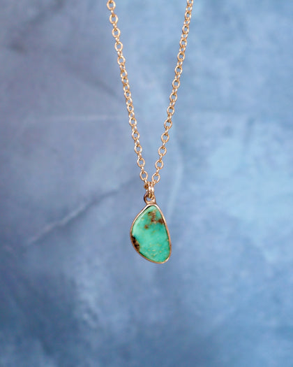 Dainty Turquoise Necklace on Sterling Silver Chain