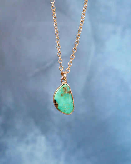 Dainty Turquoise Necklace on Sterling Silver Chain