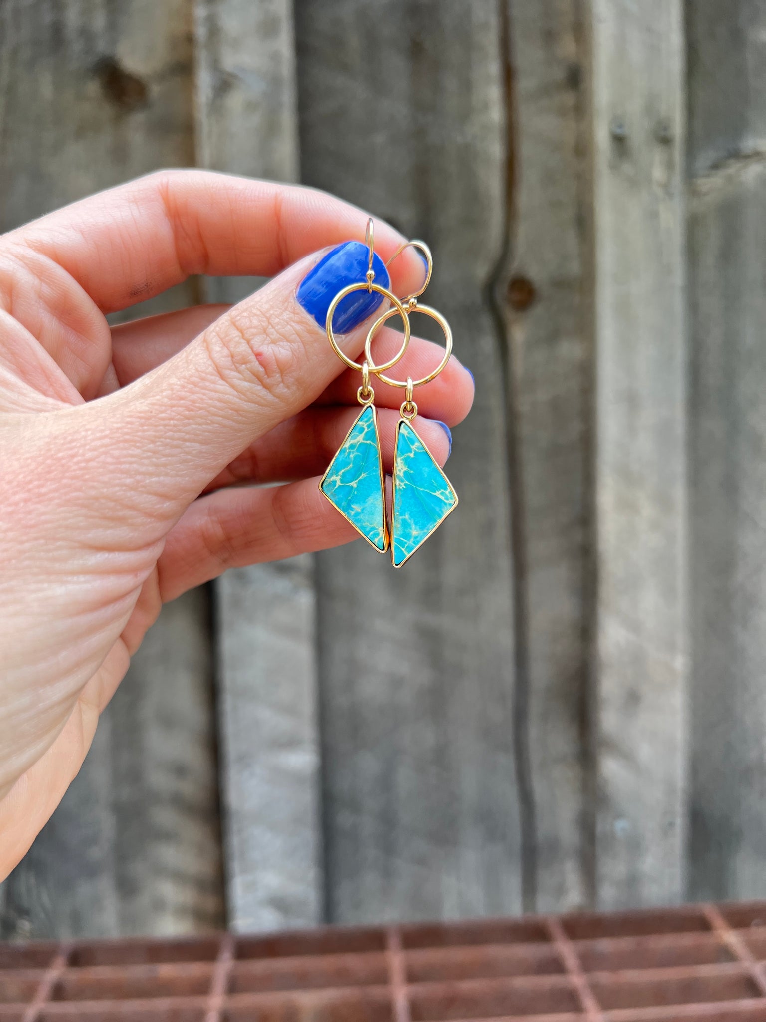Variscite Hoop Dangle Earring Gold Alchemia #56