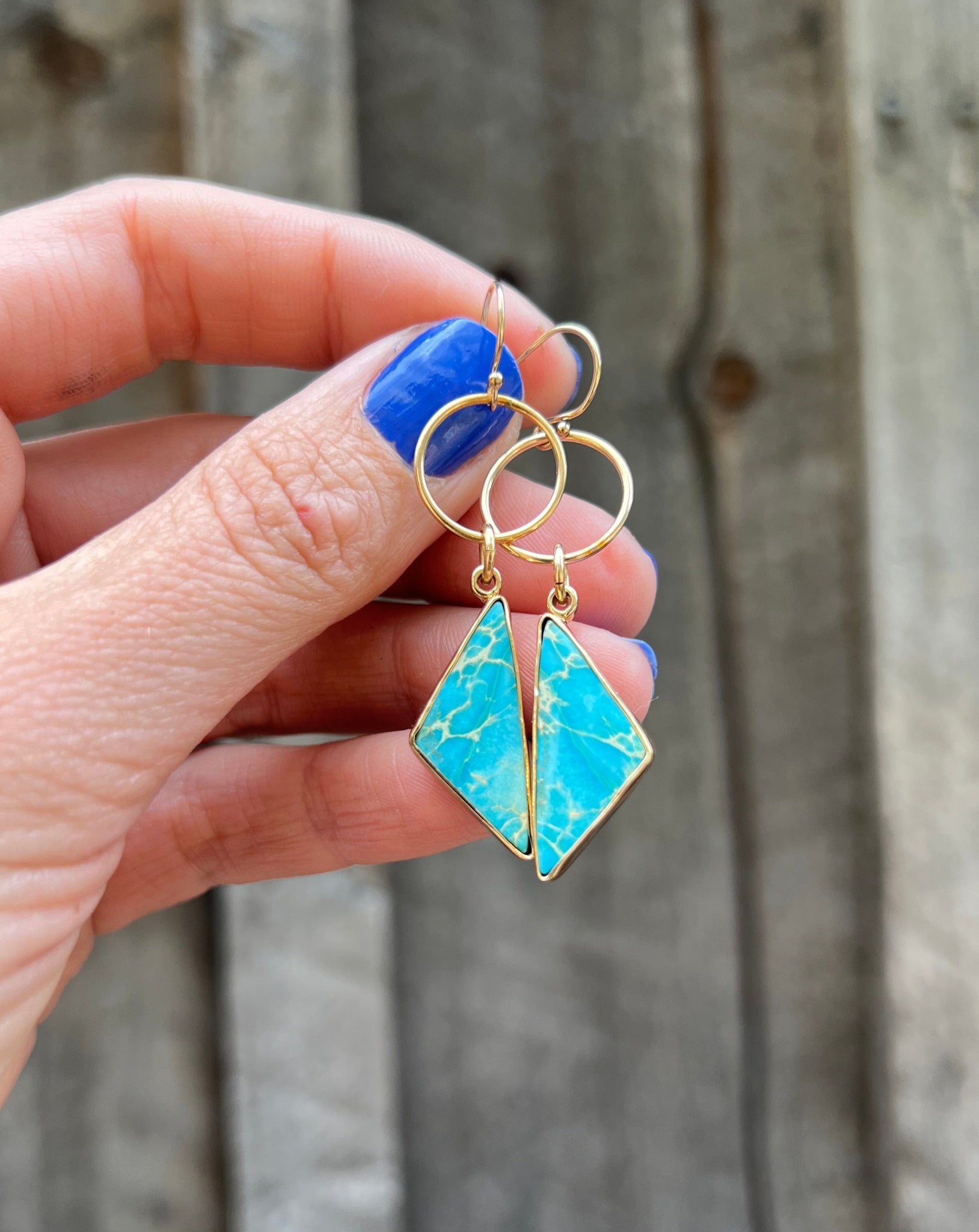 Variscite Hoop Dangle Earring Gold Alchemia #56