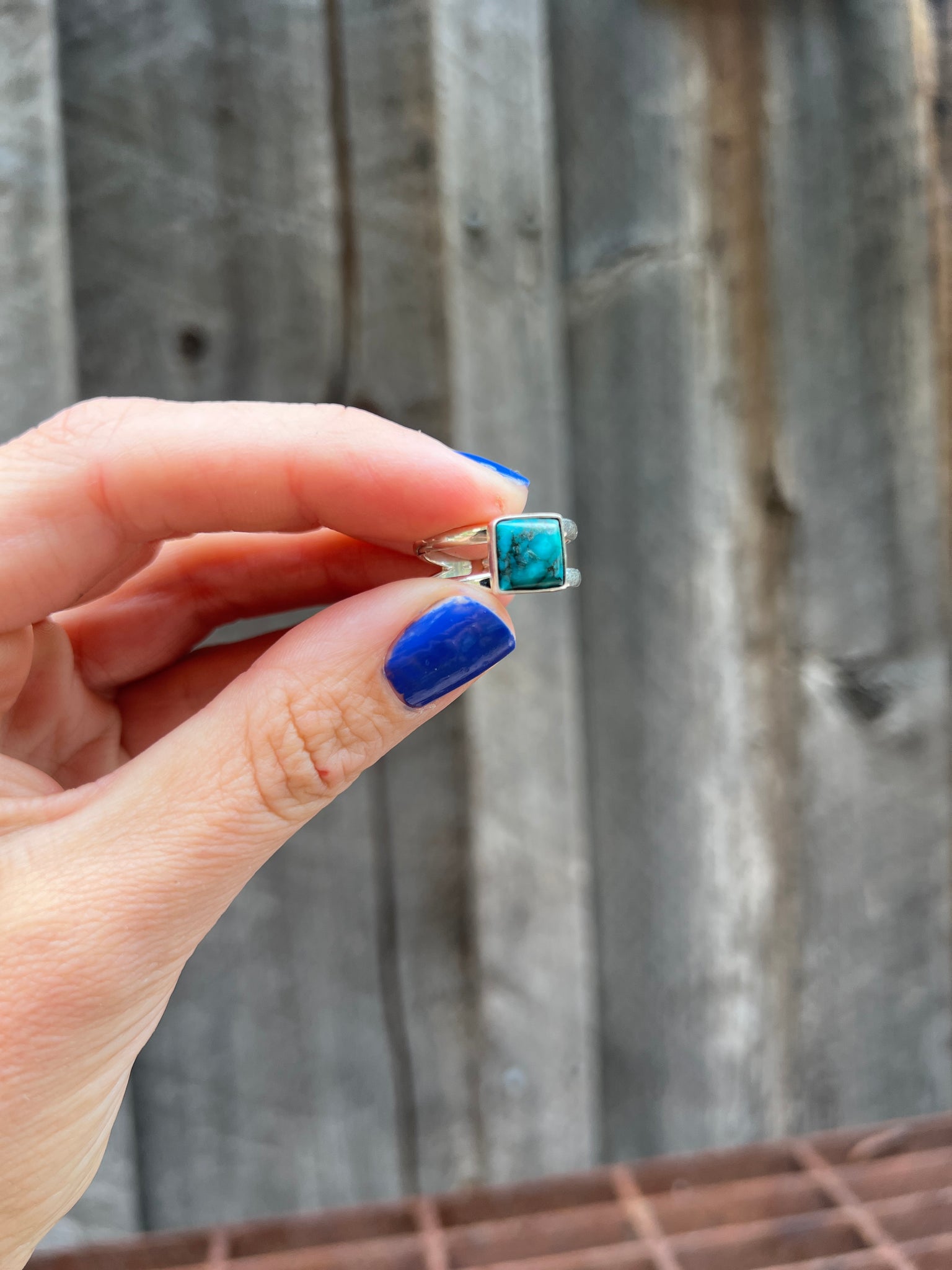 Turquoise Square double band ring in gold alchemia- adjustable