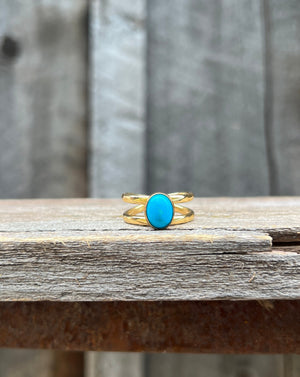 Turquoise Double Band Adjustable Ring- Gold Alchemia