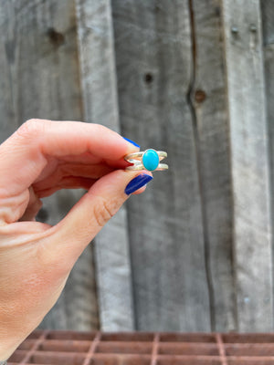 Turquoise Double Band Adjustable Ring- Sterling Silver