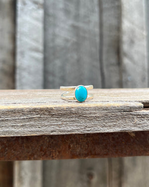 Turquoise Double Band Adjustable Ring- Sterling Silver