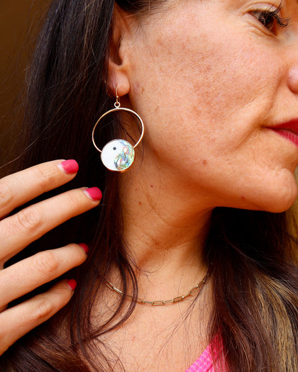 YinYang Mother of Pearl Hoop Earring in Gold Alchemia