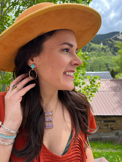 Cushion Cut Amethyst Double Band Adjustable Ring- Gold Alchemia