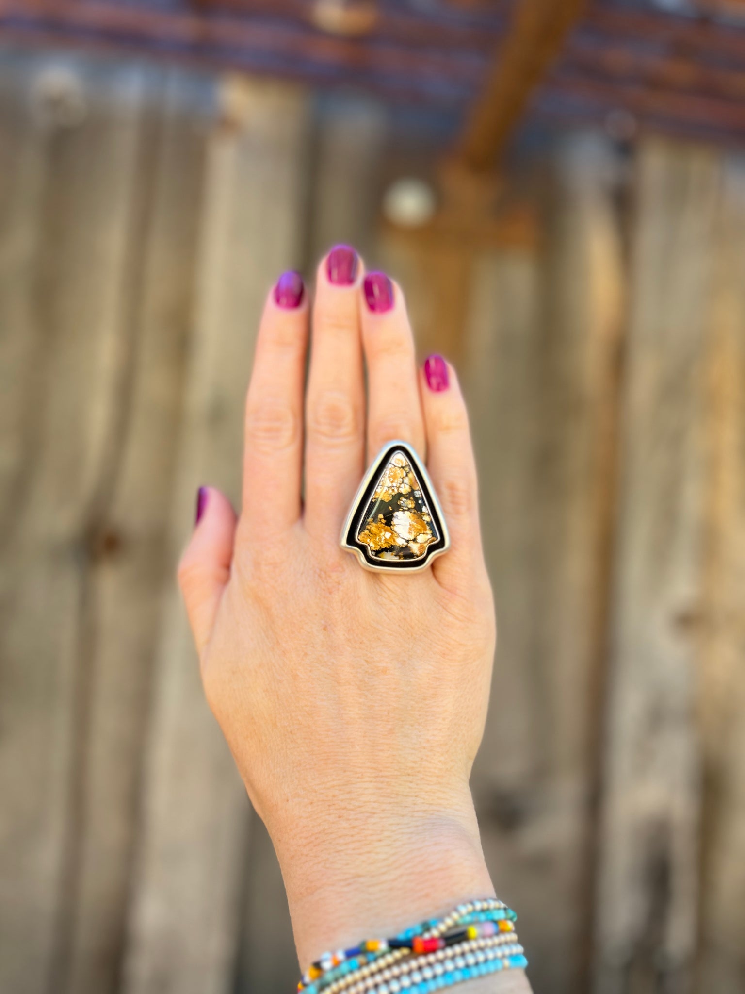 Cloud Mountain Arrow Shadow Box ring in Sterling Silver D7