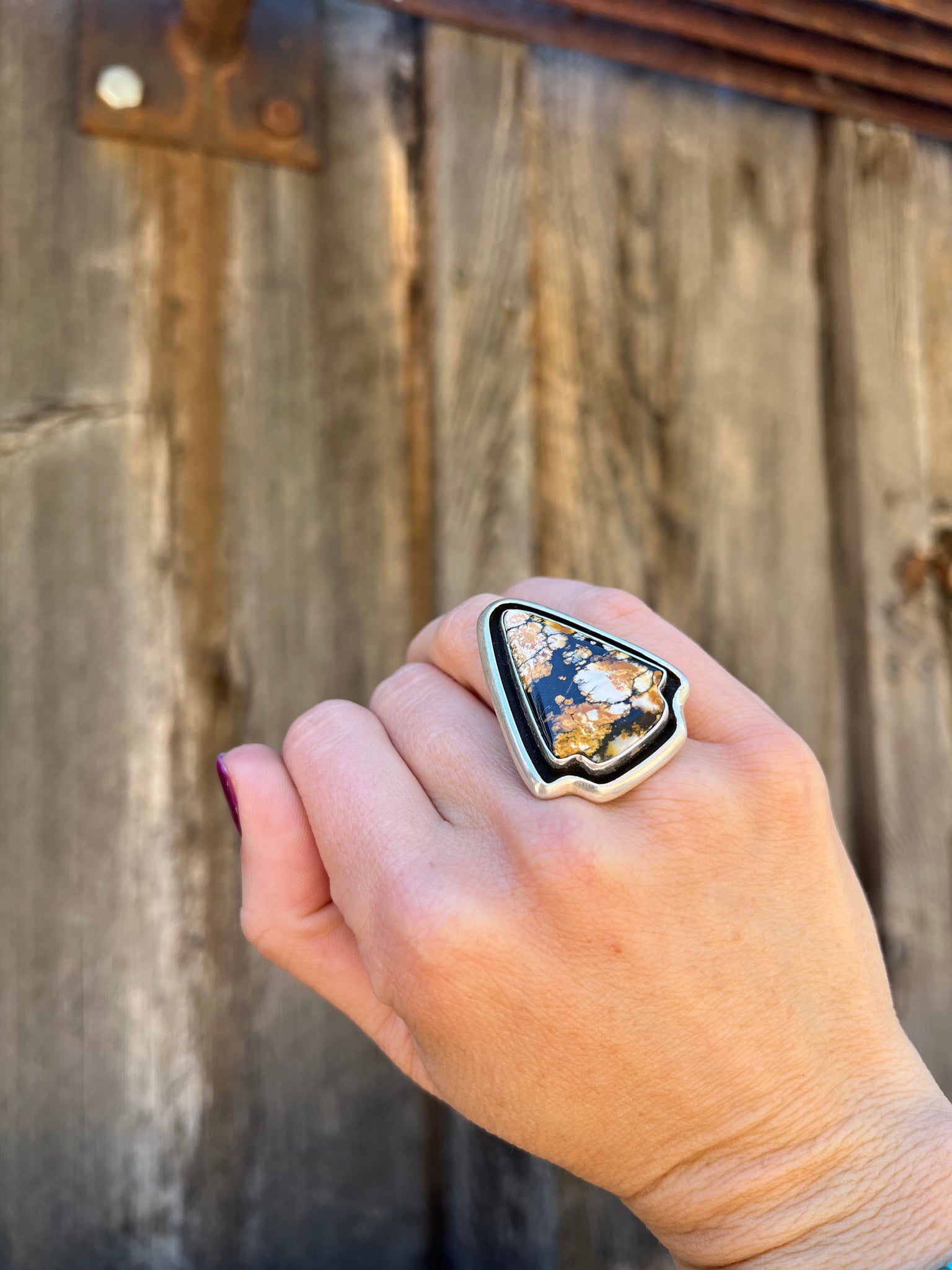 Cloud Mountain Arrow Shadow Box ring in Sterling Silver D7