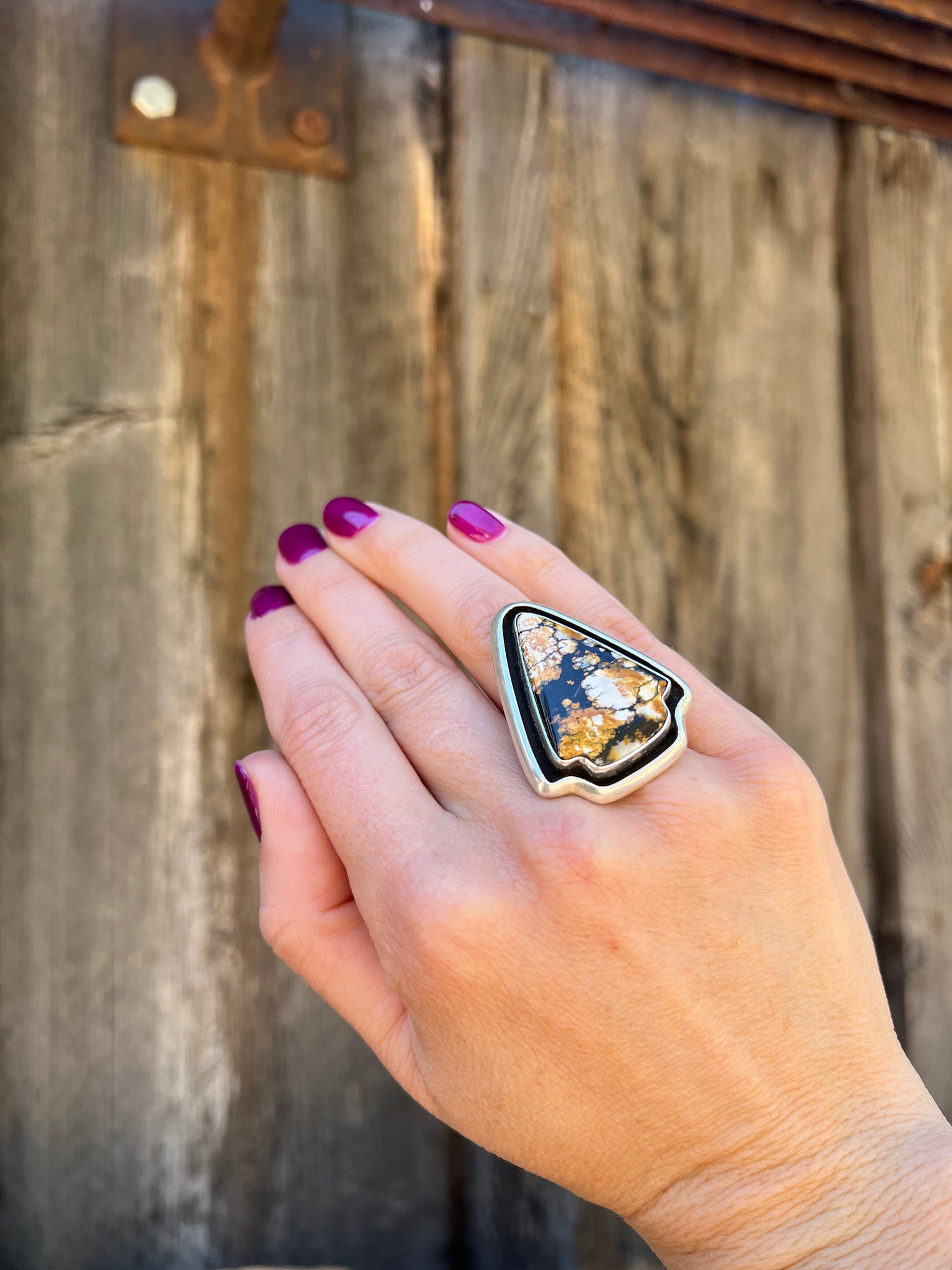 Cloud Mountain Arrow Shadow Box ring in Sterling Silver D7