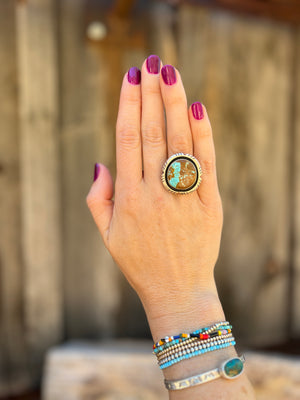 #8 Turquoise ring with detail band in Sterling Silver D4