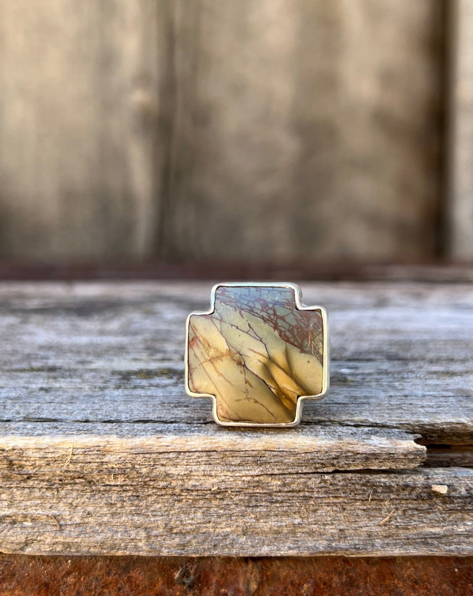 Red Creek Jasper ring in Sterling Silver D10
