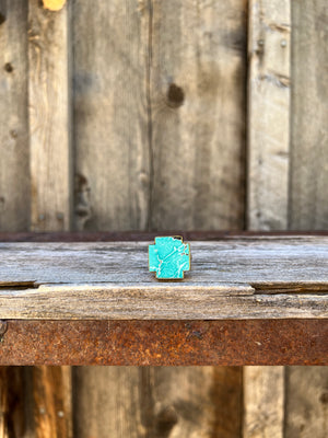 Turquoise alpine-cross ring in Gold Alchemia D12