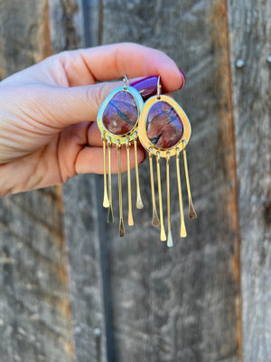 Red Creek Jasper Fringe Earring in Gold Alchemia D24
