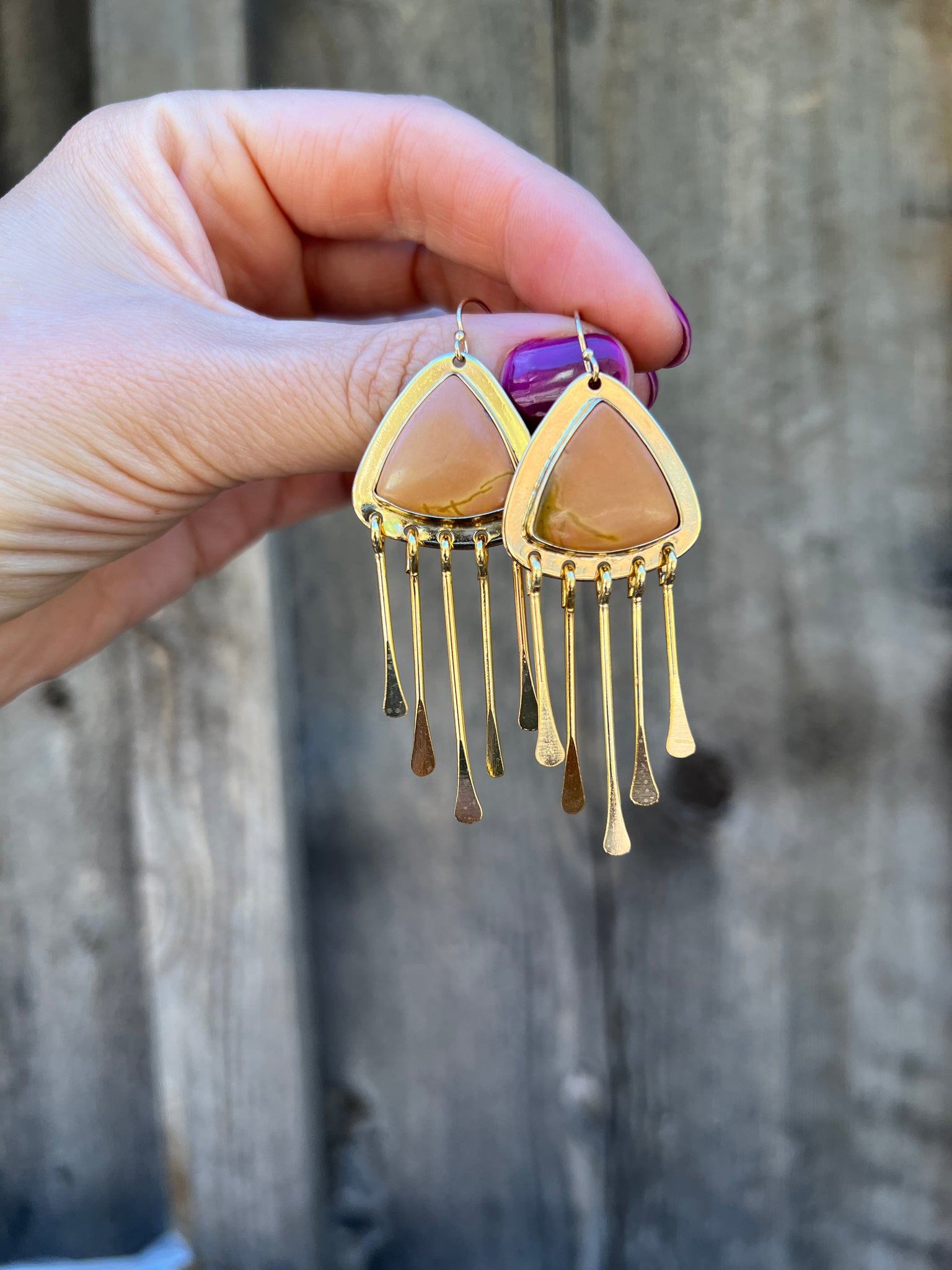 Red Creek Jasper Fringe Earring in Gold Alchemia D25