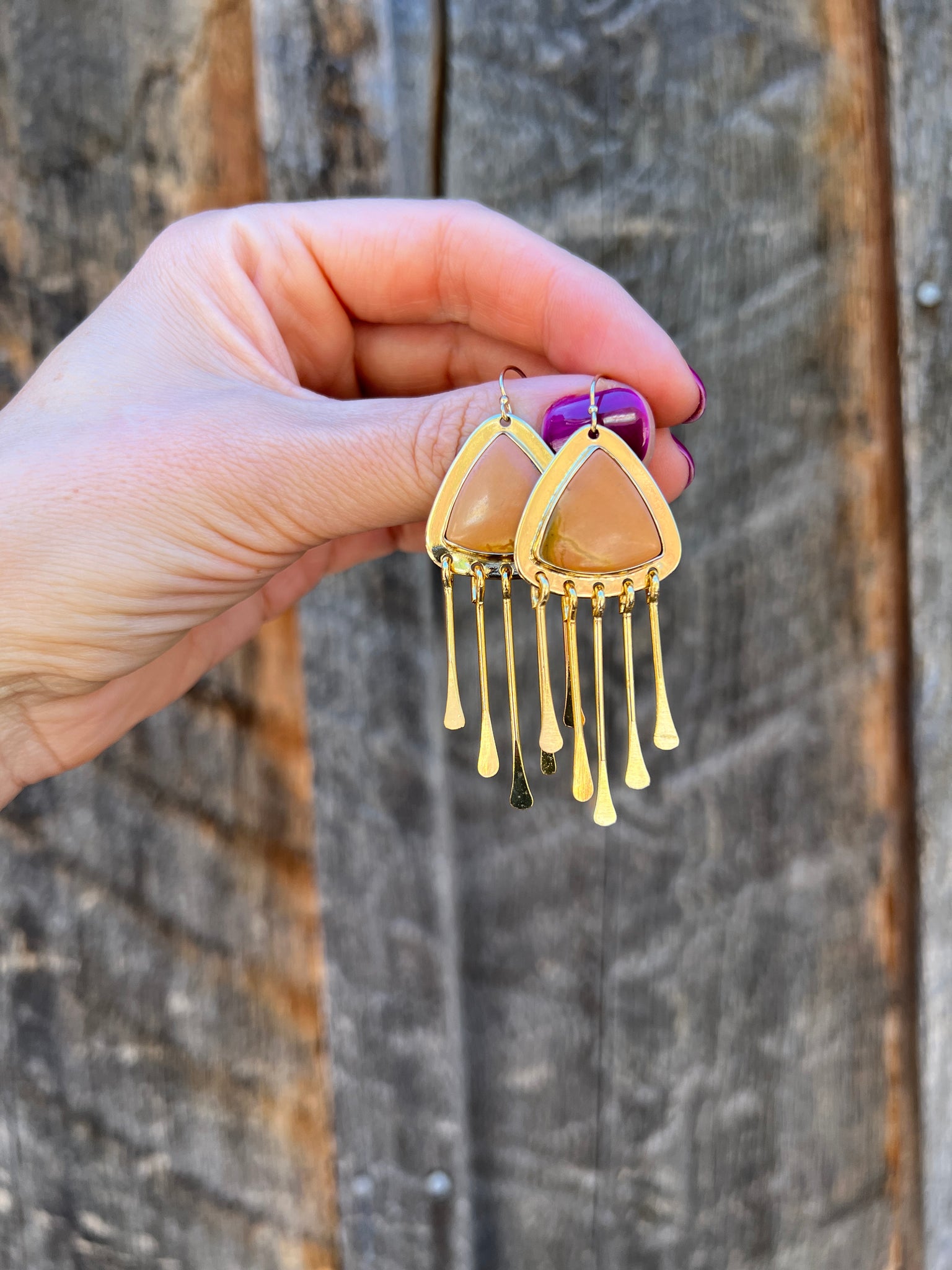 Red Creek Jasper Fringe Earring in Gold Alchemia D25