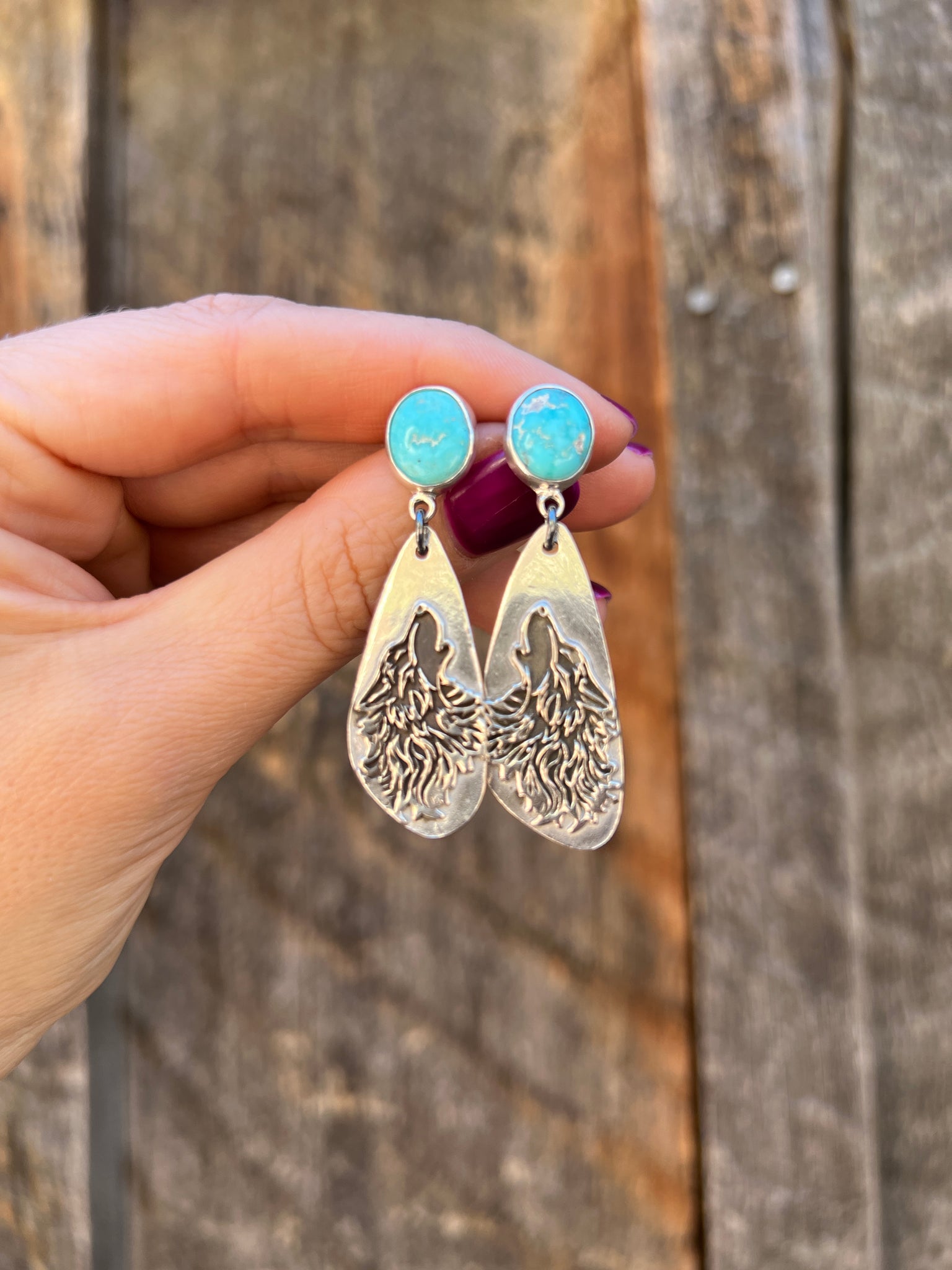 Blue Ridge Turquoise & Sterling SIlver Coyote Earring D30