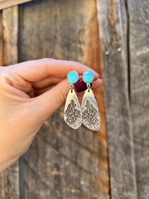 Blue Ridge Turquoise & Sterling SIlver Coyote Earring D30