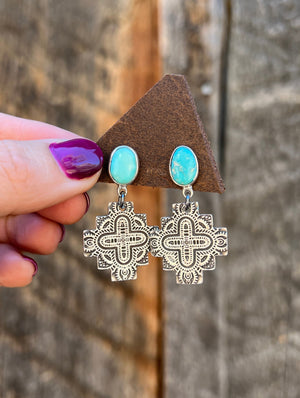 Blue Ridge Turquoise & Sterling Silver Southwest Earring D31