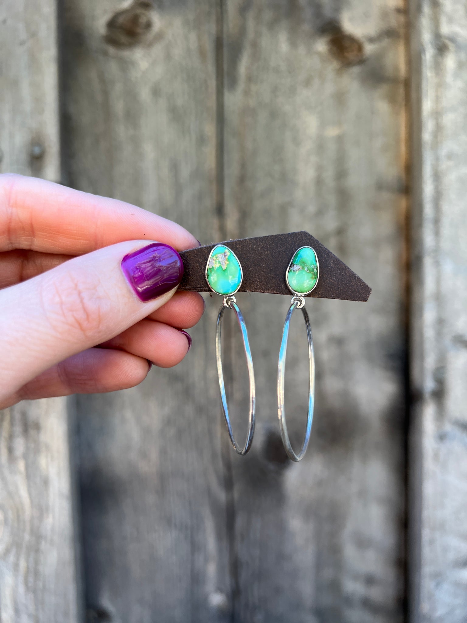 Sonoran Gold Turquoise Hoop Earring in Sterling Silver D41
