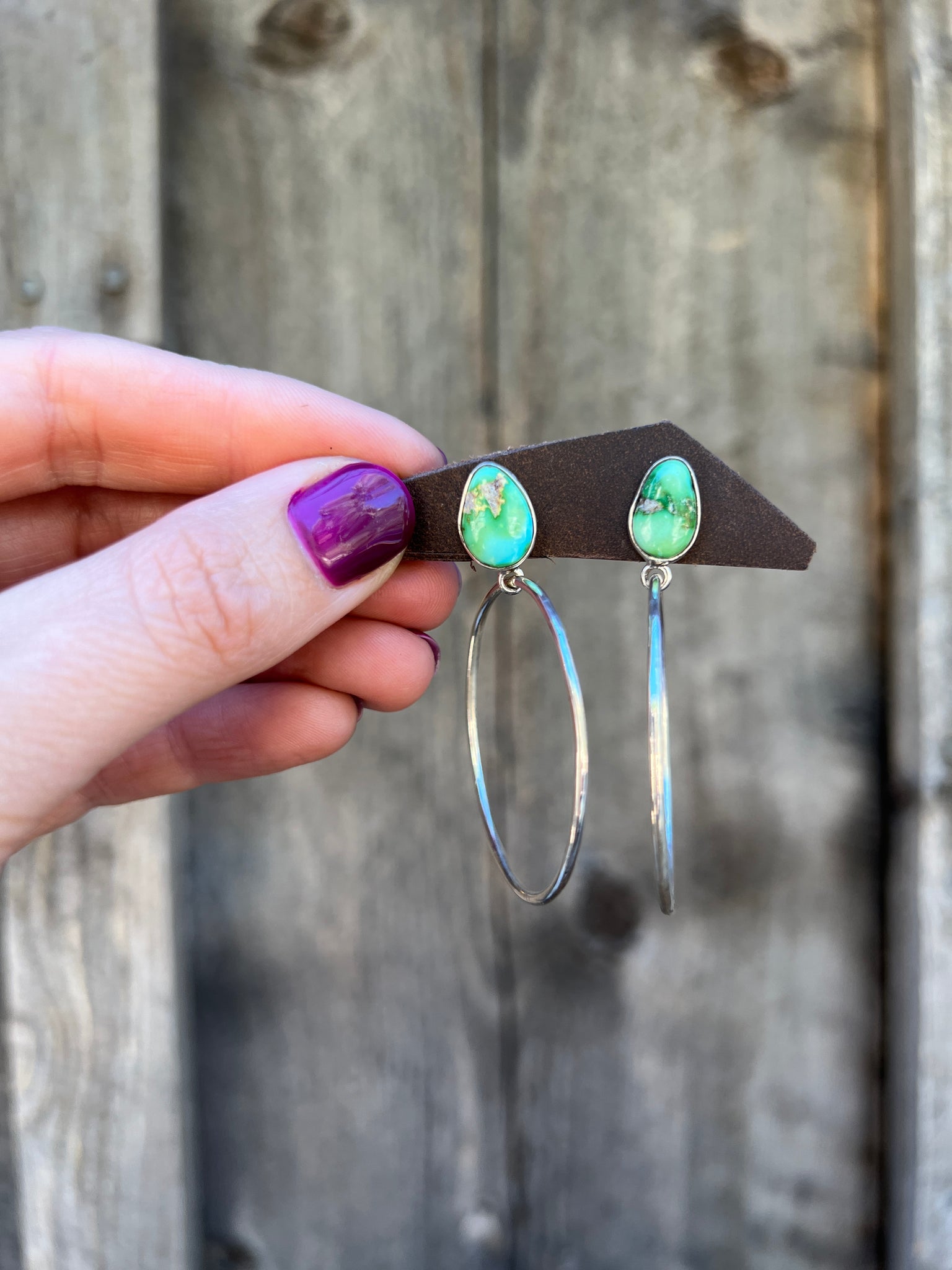 Sonoran Gold Turquoise Hoop Earring in Sterling Silver D41
