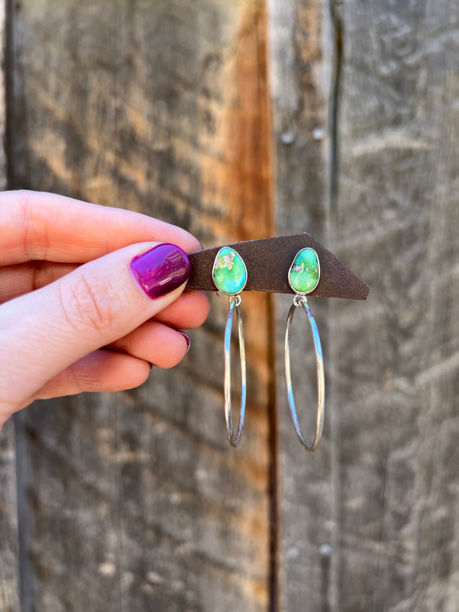 Sonoran Gold Turquoise Hoop Earring in Sterling Silver D41