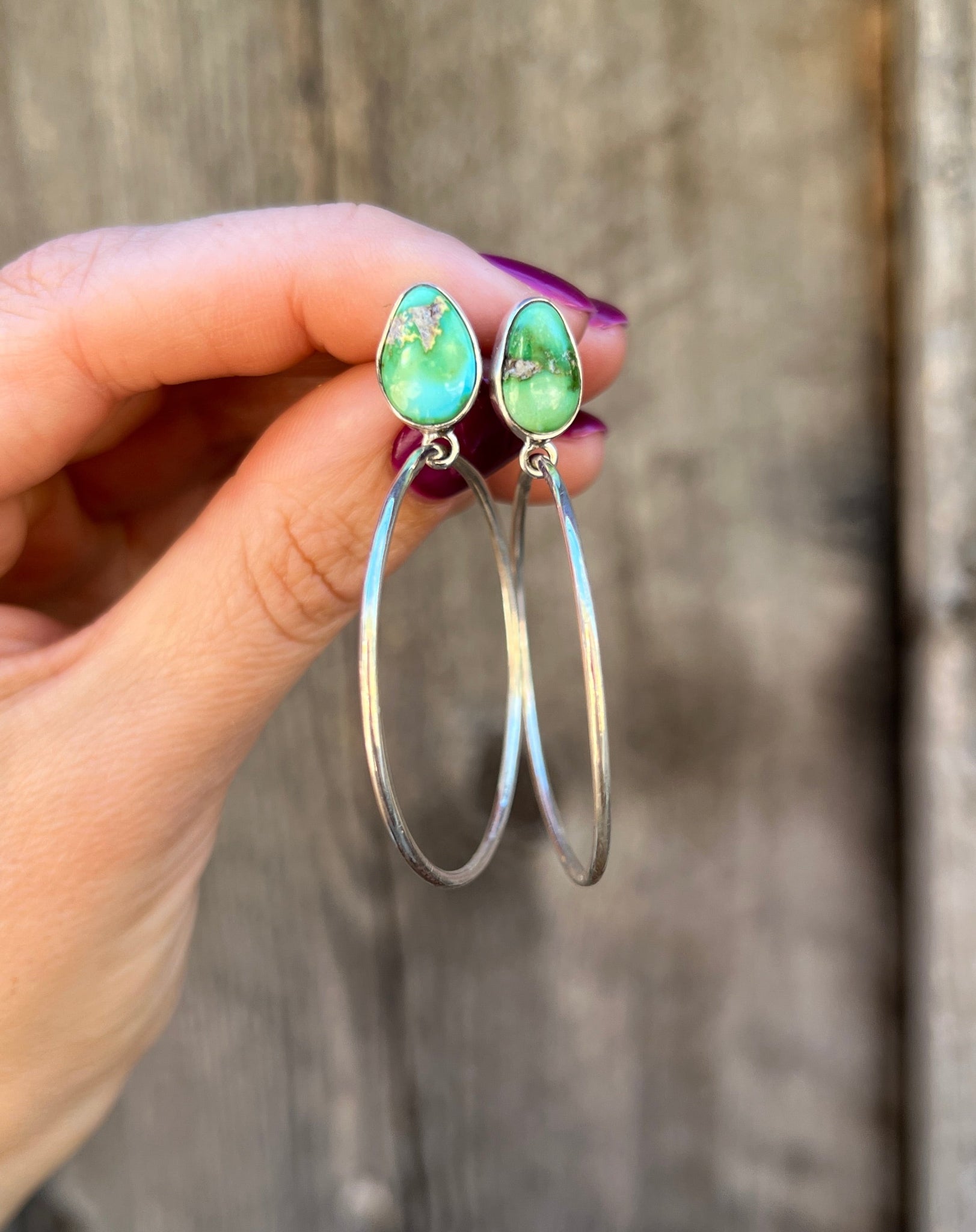 Sonoran Gold Turquoise Hoop Earring in Sterling Silver D41
