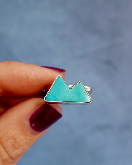 Turquoise Mountain Double Band Adjustable Ring in Sterling Silver