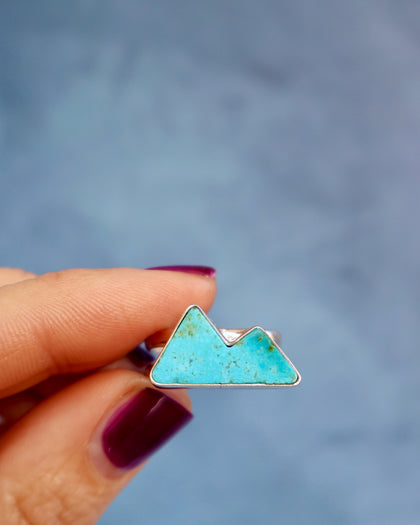 Turquoise Mountain Double Band Adjustable Ring in Sterling Silver