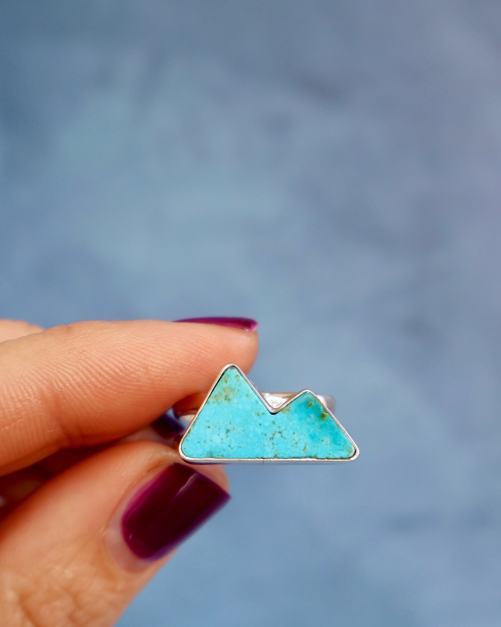 Turquoise Mountain Double Band Adjustable Ring in Sterling Silver W116