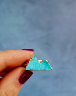Turquoise Mountain Double Band Adjustable Ring in Sterling Silver W116